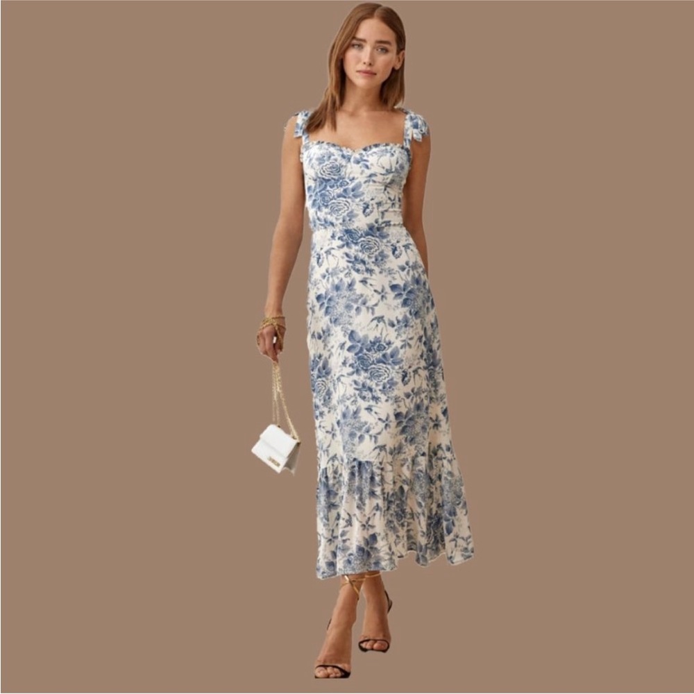 Reformation Nikita Dress Blue and White Floral
